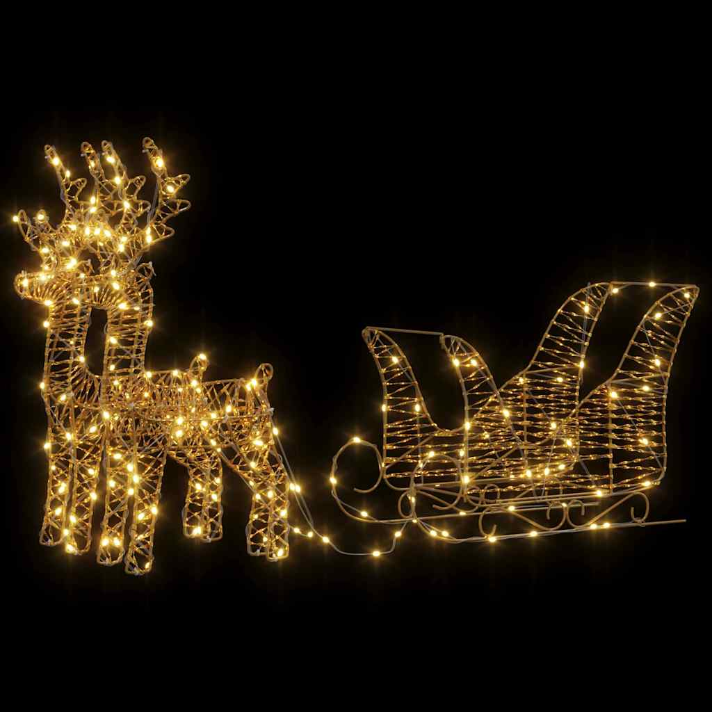 vidaXL Έλκηθρο με Ελάφια Θερμό λευκό 30 x 12 x 55 εκ. PET