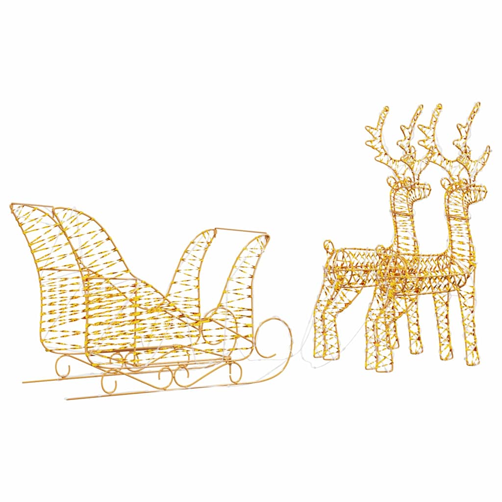 vidaXL Έλκηθρο με Ελάφια Θερμό λευκό 30 x 12 x 55 εκ. PET