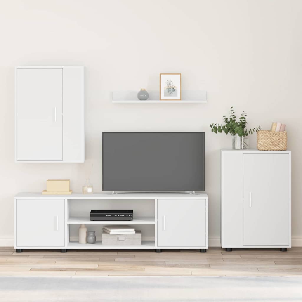 vidaXL Σετ 4 τεμαχίων για ντουλάπα τηλεόρασης Επιτοίχιο 4 pcs Λευκό