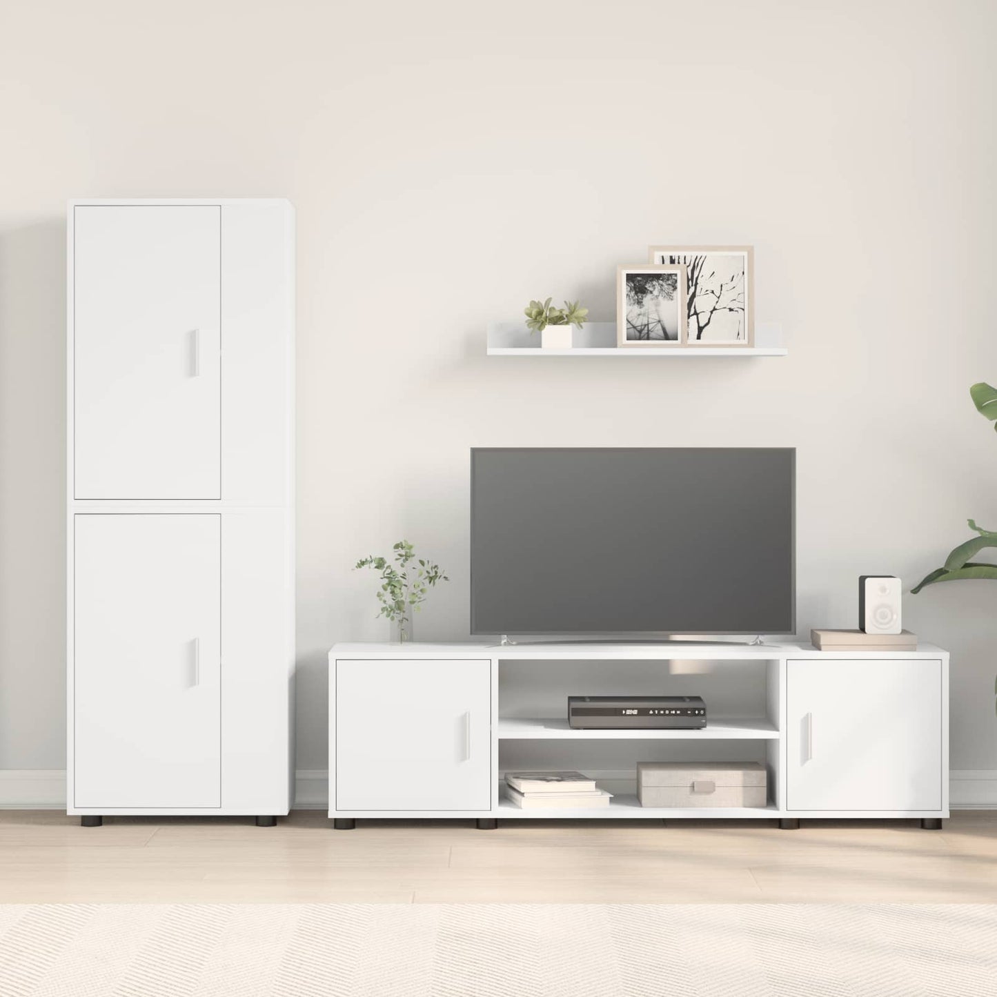 vidaXL Σετ επίπλου τηλεόρασης Επιτοίχιο 4 pcs Λευκό Επεξεργασμένο ξύλο