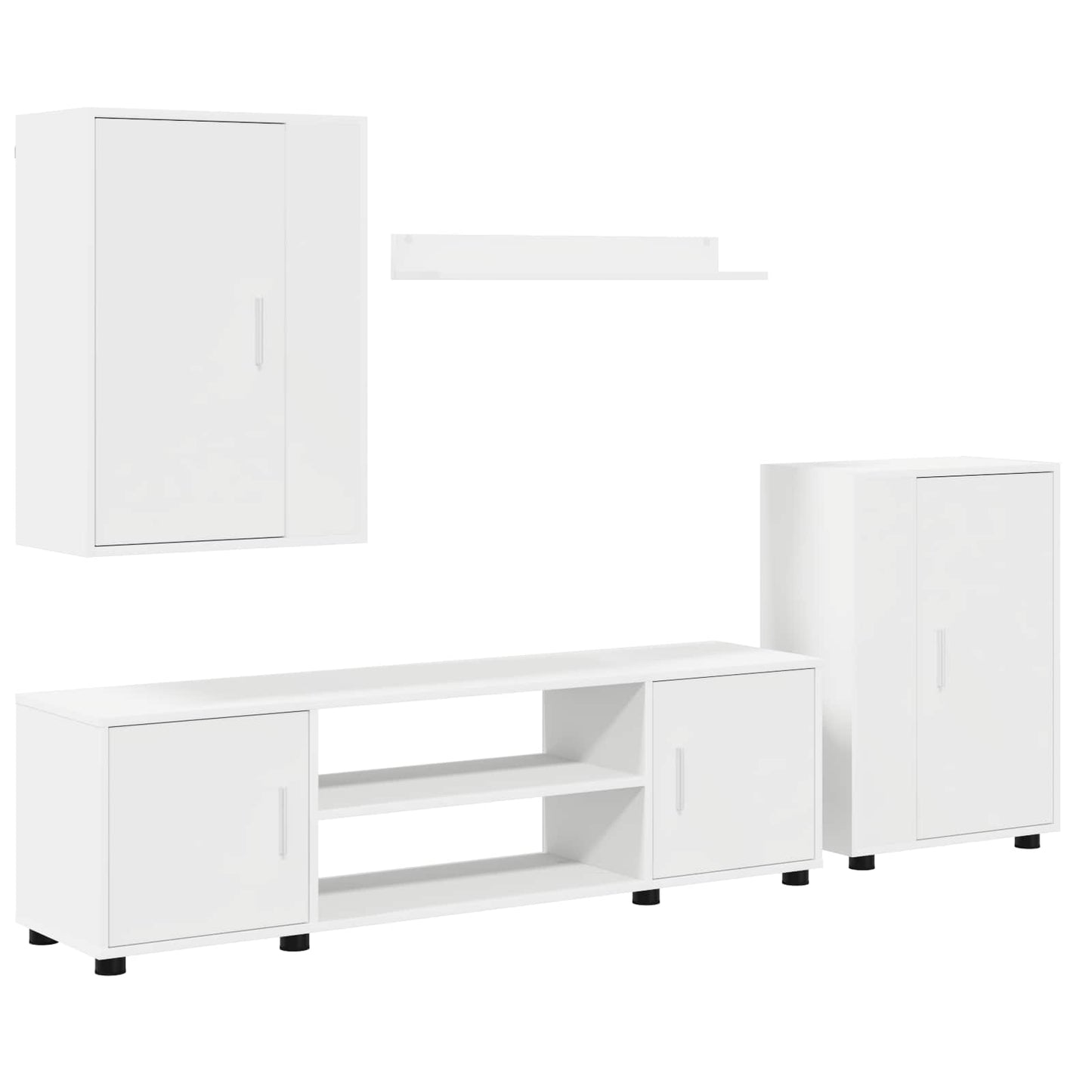 vidaXL Σετ επίπλου τηλεόρασης Επιτοίχιο 4 pcs Λευκό Επεξεργασμένο ξύλο