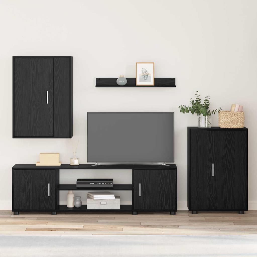 vidaXL Σετ 4 τεμαχίων για ντουλάπα τηλεόρασης 4 pcs Μαύρη δρυς