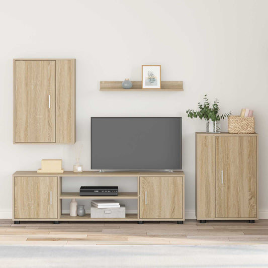 vidaXL Σετ επίπλου τηλεόρασης 4 pcs Δρύς Sonoma Επεξεργασμένο ξύλο