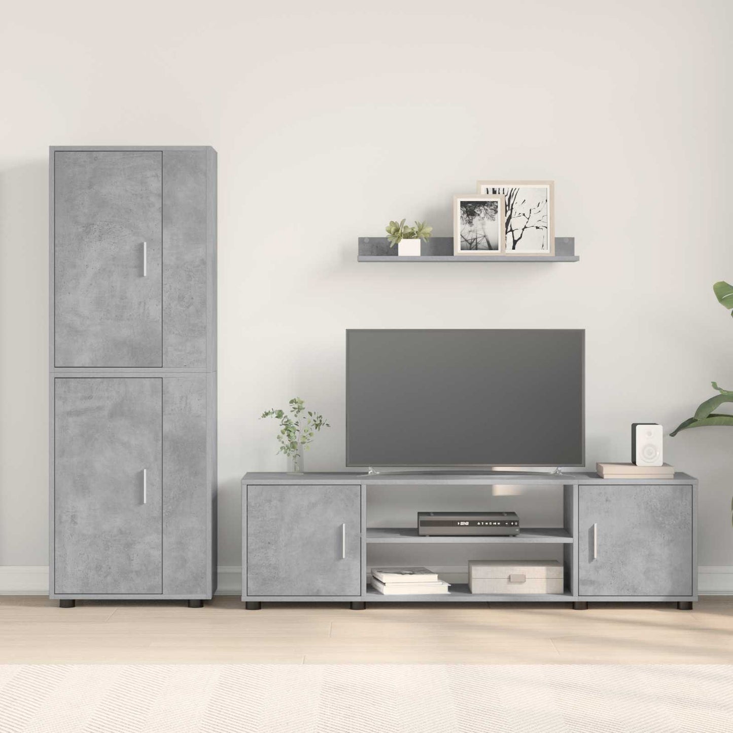 vidaXL Σετ επίπλου τηλεόρασης 4 pcs Σκυρόδεμα Γκρι Επεξεργασμένο ξύλο