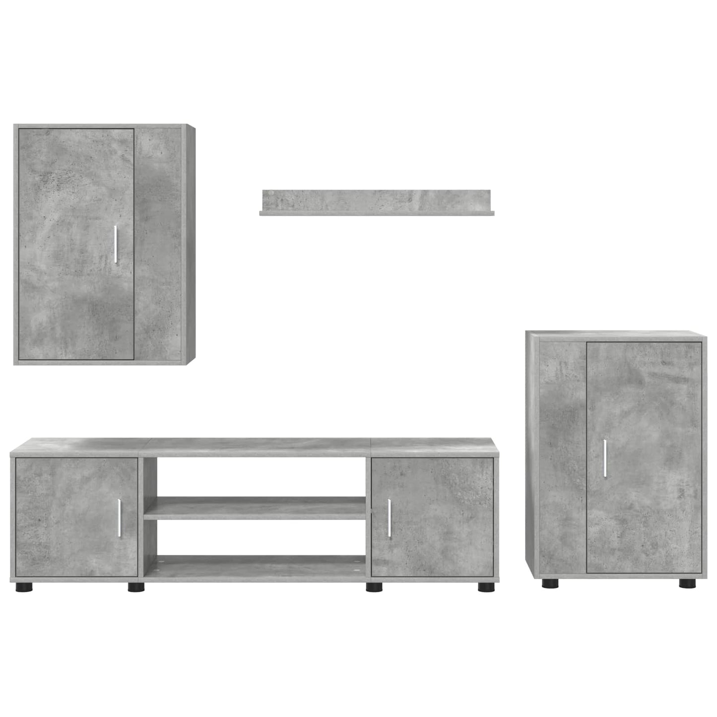 vidaXL Σετ επίπλου τηλεόρασης 4 pcs Σκυρόδεμα Γκρι Επεξεργασμένο ξύλο