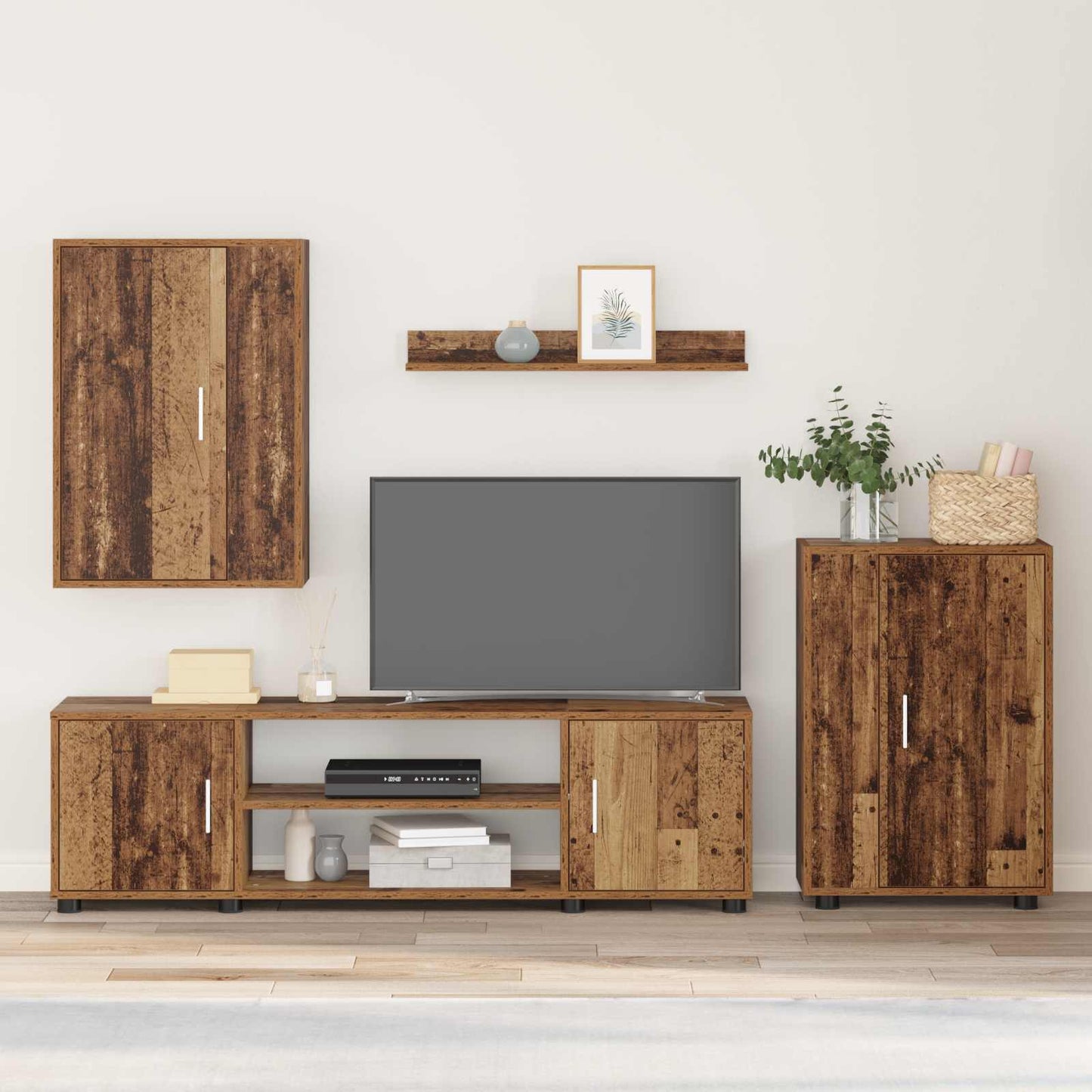vidaXL Σετ επίπλου τηλεόρασης 4 pcs Παλιό Ξύλο Επεξεργασμένο ξύλο