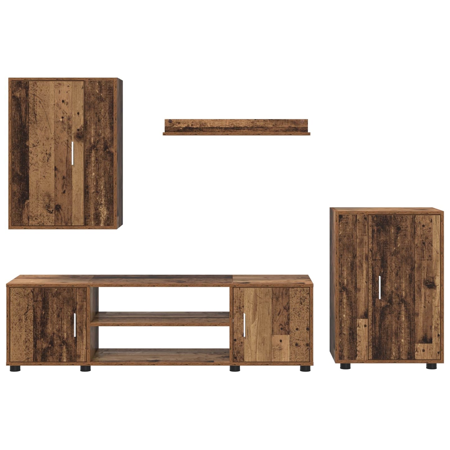 vidaXL Σετ επίπλου τηλεόρασης 4 pcs Παλιό Ξύλο Επεξεργασμένο ξύλο