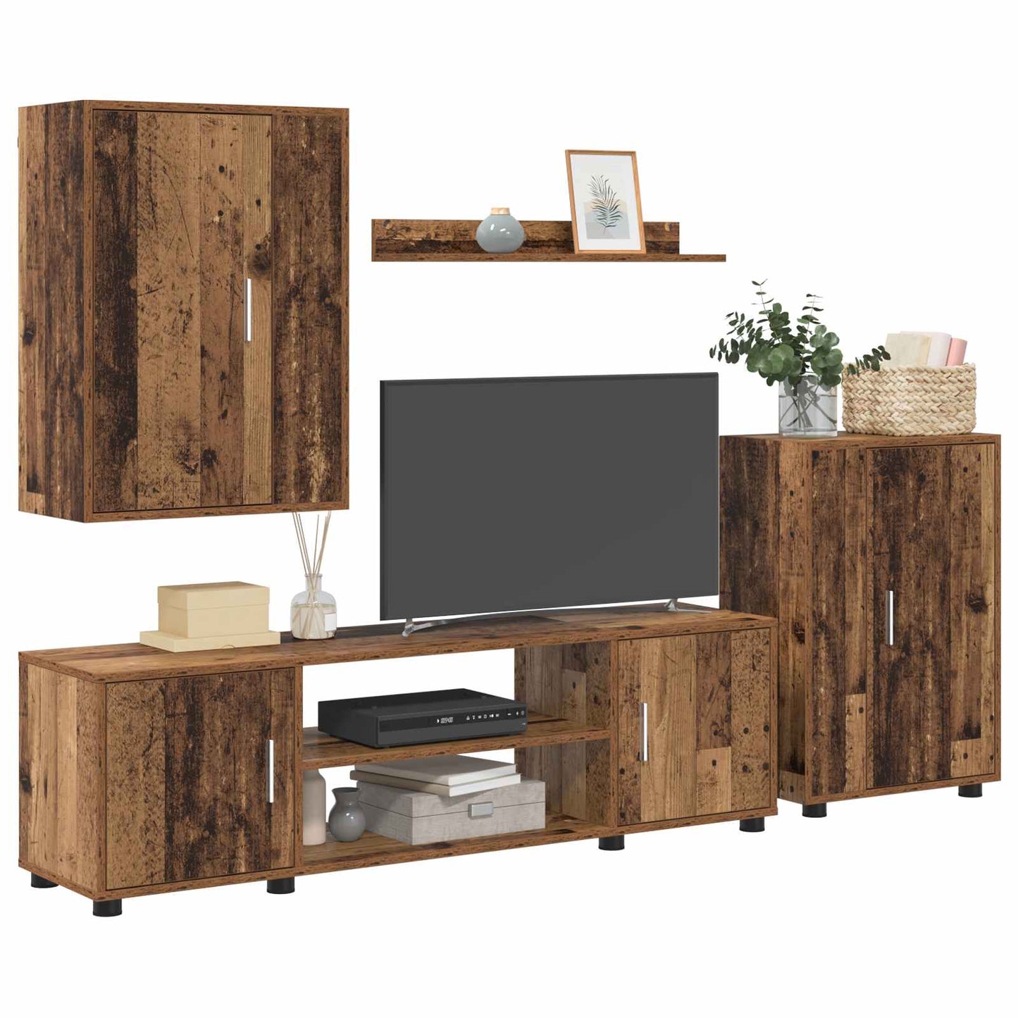 vidaXL Σετ επίπλου τηλεόρασης 4 pcs Παλιό Ξύλο Επεξεργασμένο ξύλο