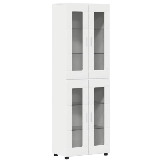 vidaXL Highboard με ράφι Λευκό 60 x 35 x 182 εκ. Επεξεργασμένο ξύλο
