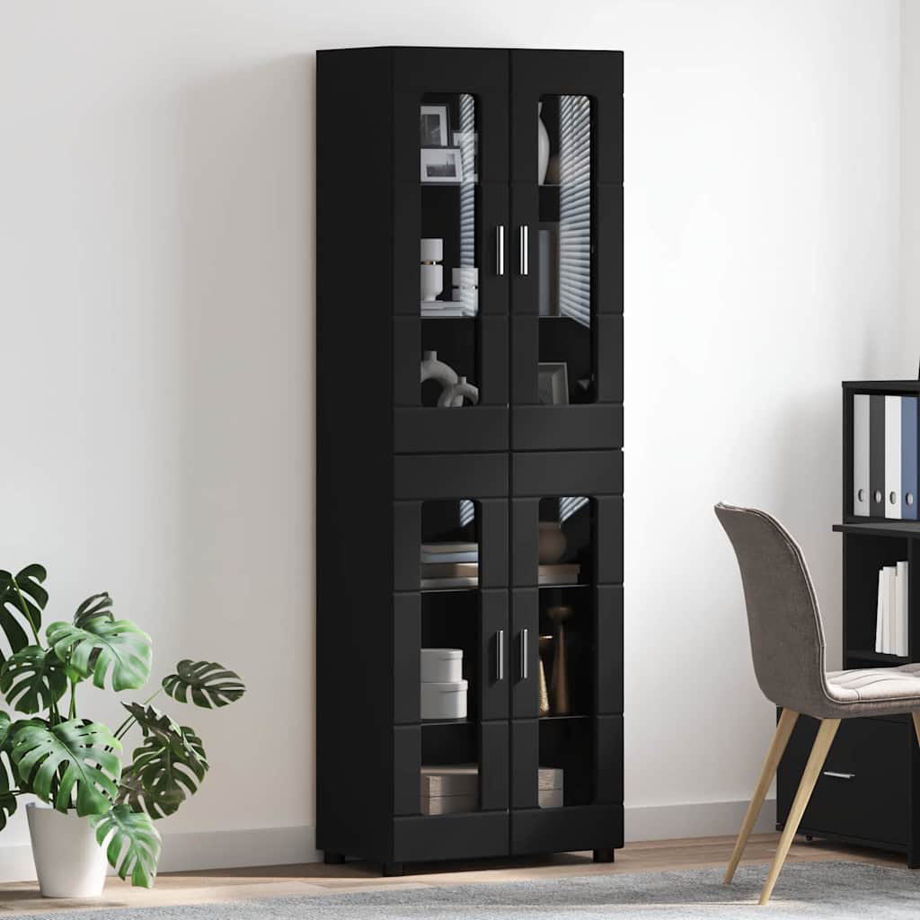 vidaXL Highboard με ράφι Μαύρο 60 x 35 x 182 εκ. Επεξεργασμένο ξύλο