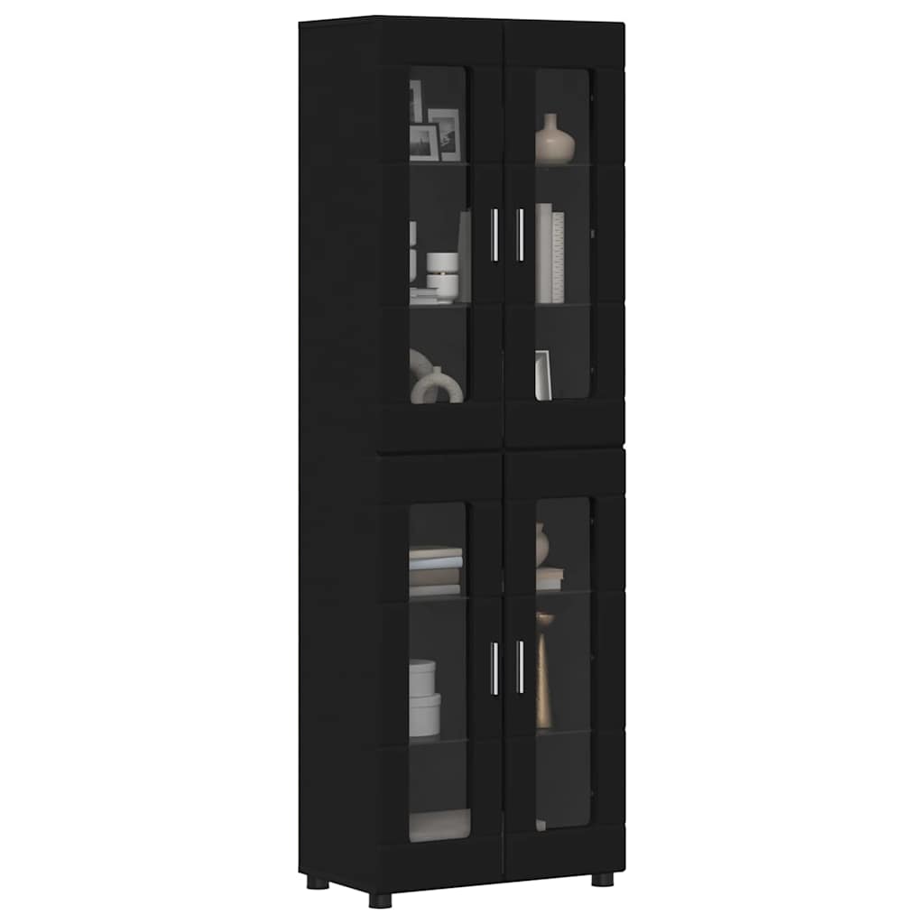 vidaXL Highboard με ράφι Μαύρο 60 x 35 x 182 εκ. Επεξεργασμένο ξύλο
