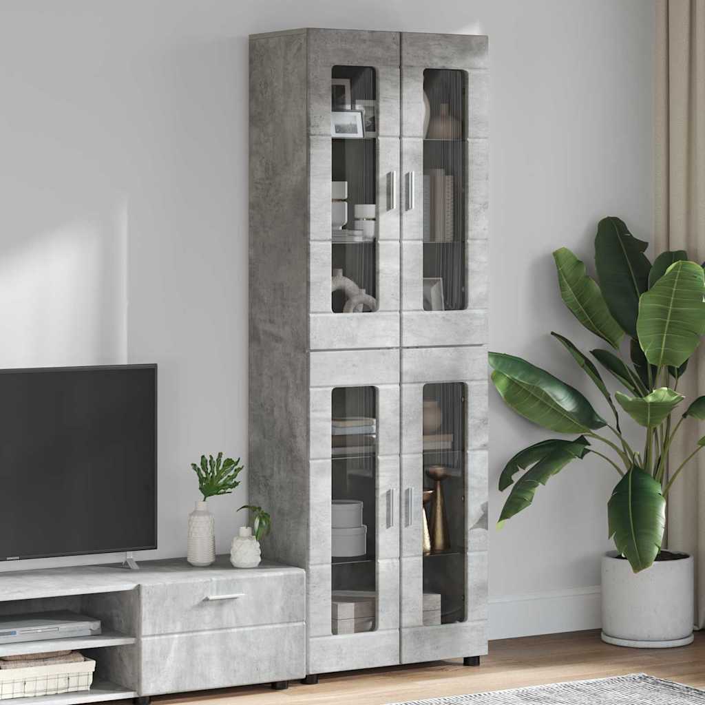 vidaXL Highboard Σκυρόδεμα Γκρι 60 x 35 x 182 εκ. Επεξεργασμένο ξύλο