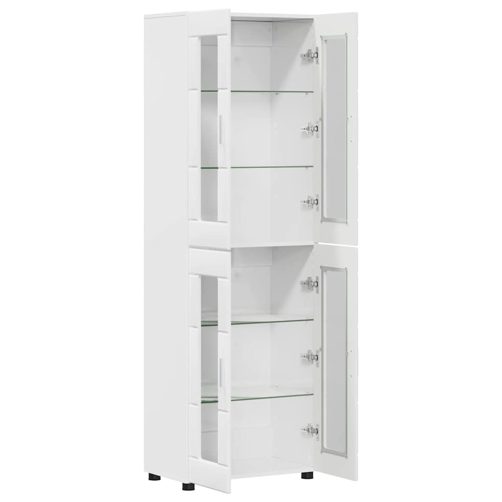 vidaXL Highboard με ράφι Υψηλής γυαλάδας λευκό 60 x 35 x 182 εκ.