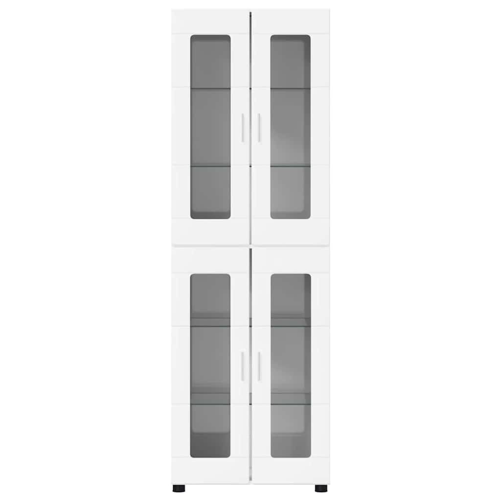 vidaXL Highboard με ράφι Υψηλής γυαλάδας λευκό 60 x 35 x 182 εκ.