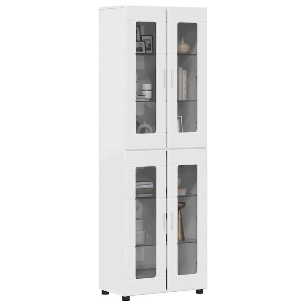 vidaXL Highboard με ράφι Υψηλής γυαλάδας λευκό 60 x 35 x 182 εκ.