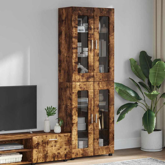 vidaXL Highboard με ράφι FLORIN Καπνιστό Δρύς 60 x 35 x 182 εκ.