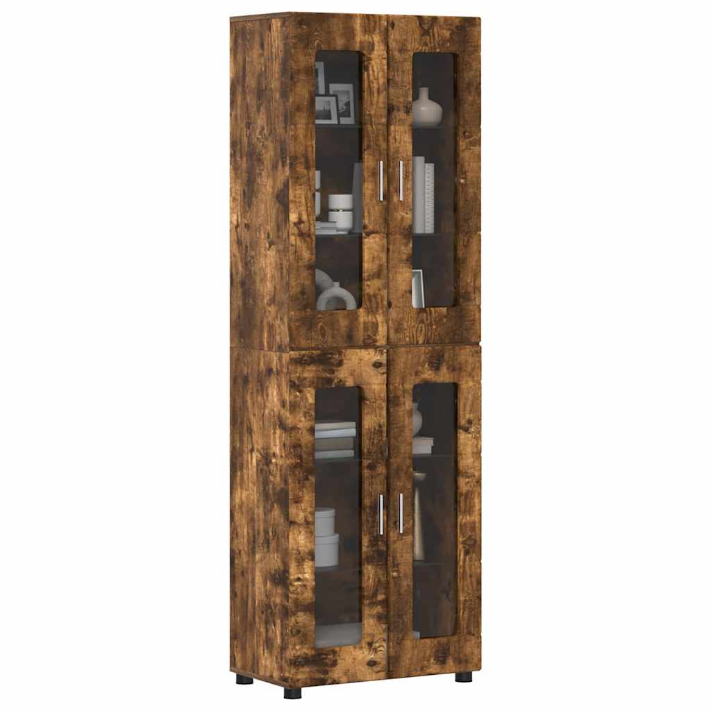 vidaXL Highboard Καπνιστό Δρύς 60 x 35 x 182 εκ. Επεξεργασμένο ξύλο