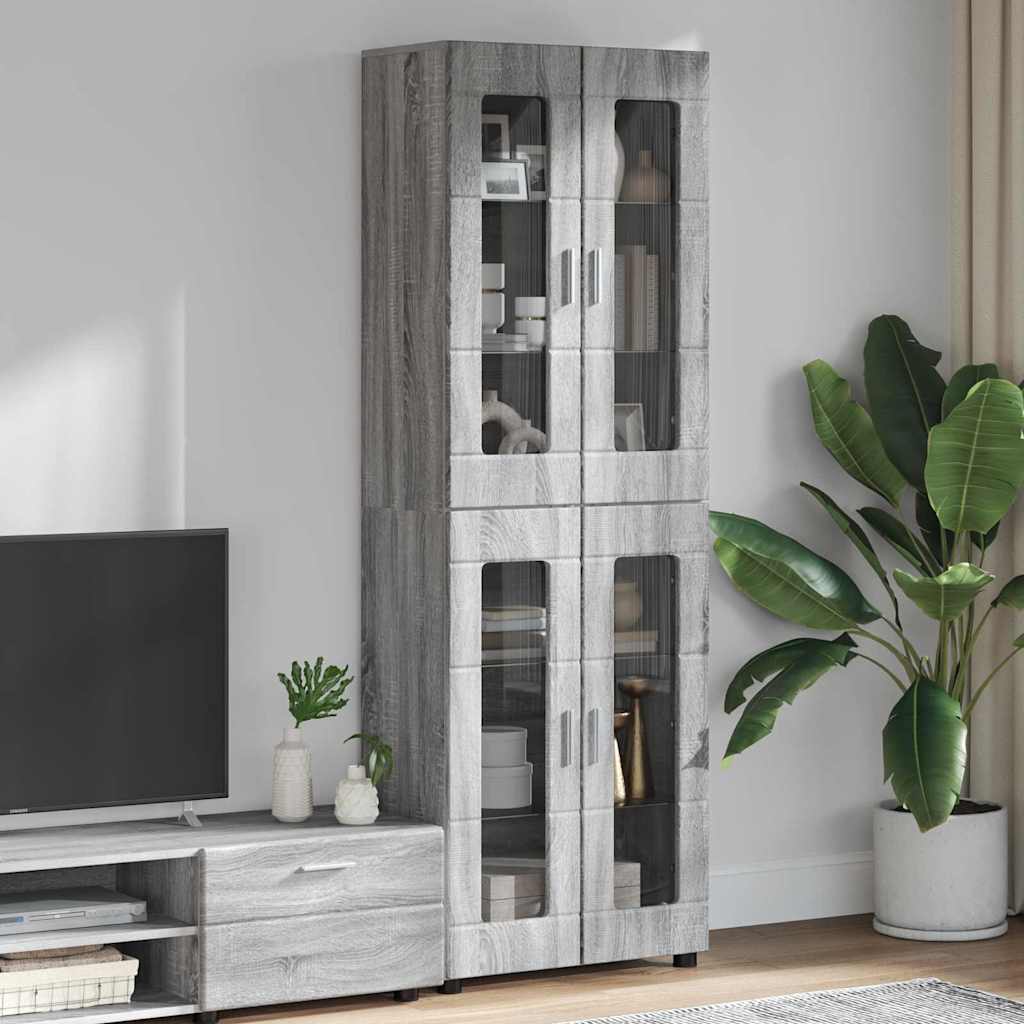 vidaXL Highboard με ράφι FLORIN Γκρίζο Σονομα 60 x 35 x 182 εκ.