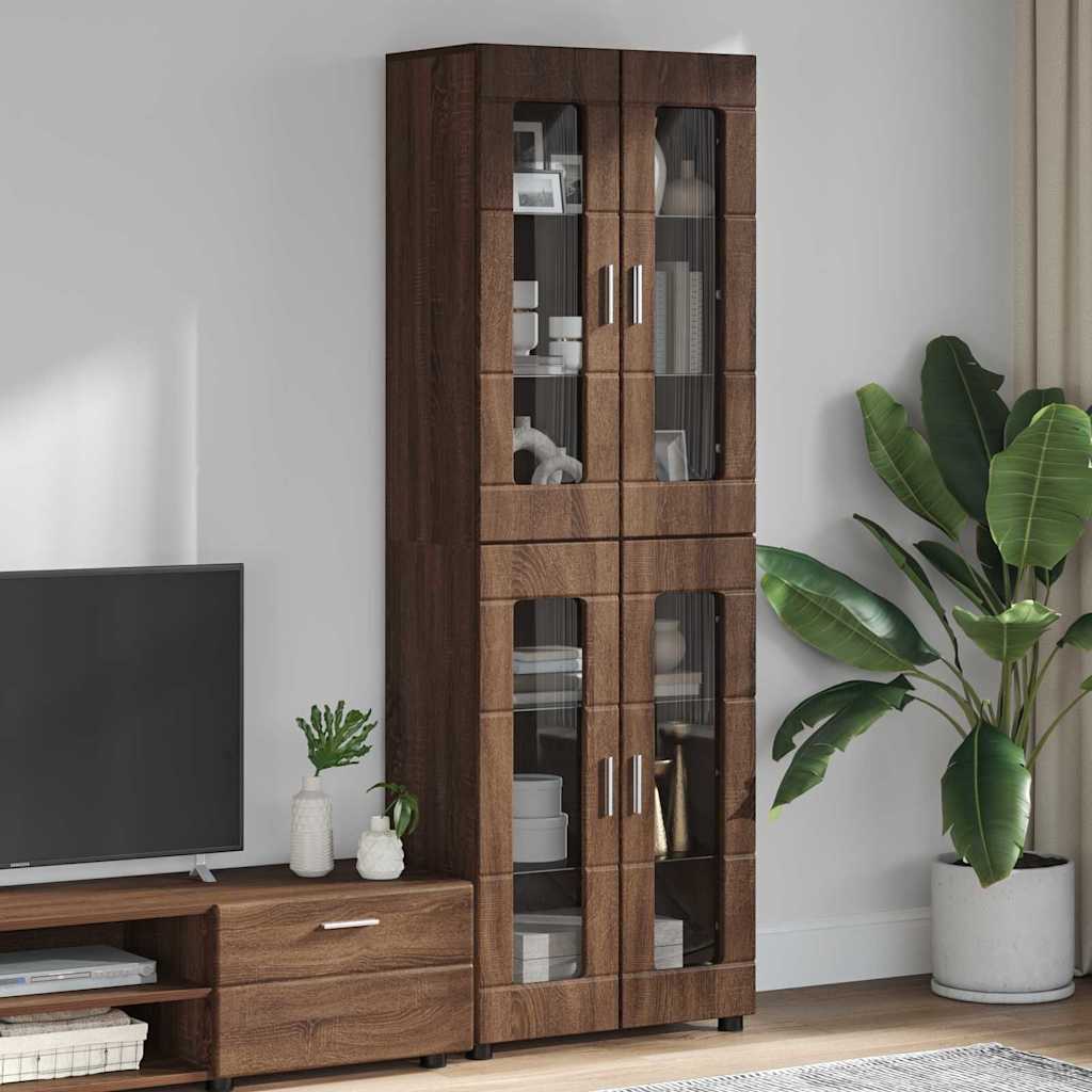 vidaXL Highboard FLORIN Καφέ δρυς 60 x 35 x 182 εκ. Επεξεργασμένο ξύλο