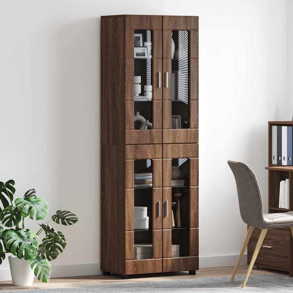 vidaXL Highboard FLORIN Καφέ δρυς 60 x 35 x 182 εκ. Επεξεργασμένο ξύλο