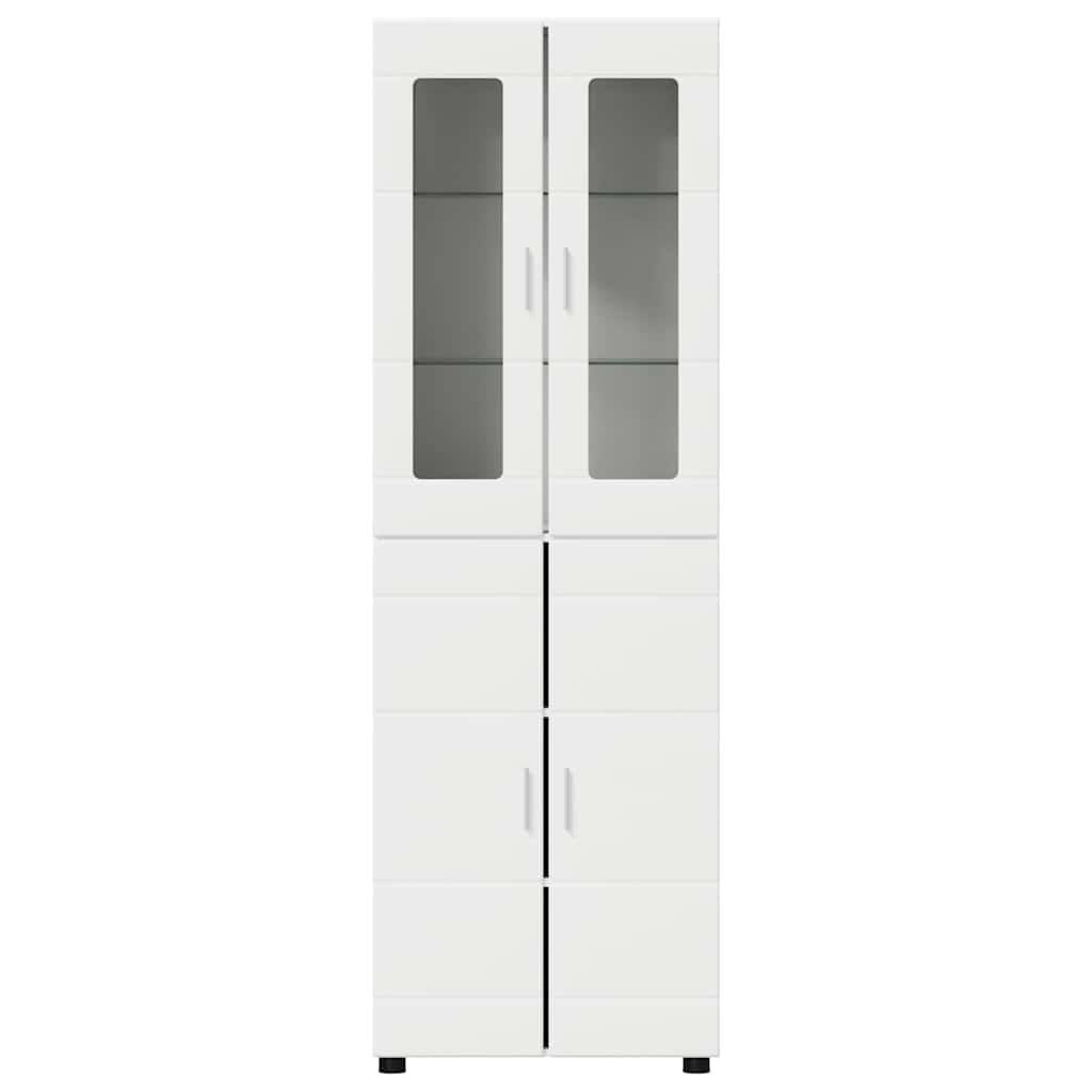 vidaXL Highboard με ράφι Λευκό 60 x 35 x 182 εκ. Επεξεργασμένο ξύλο