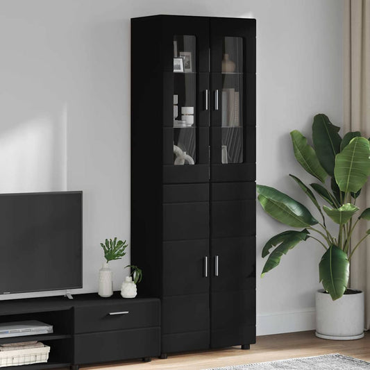 vidaXL Highboard με ράφι Μαύρο 60 x 35 x 182 εκ. Επεξεργασμένο ξύλο