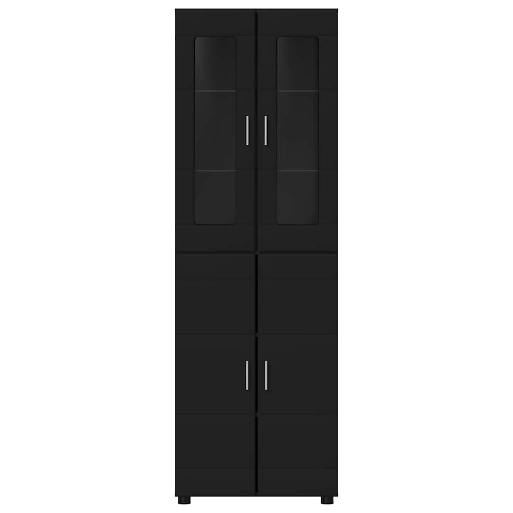 vidaXL Highboard με ράφι Μαύρο 60 x 35 x 182 εκ. Επεξεργασμένο ξύλο