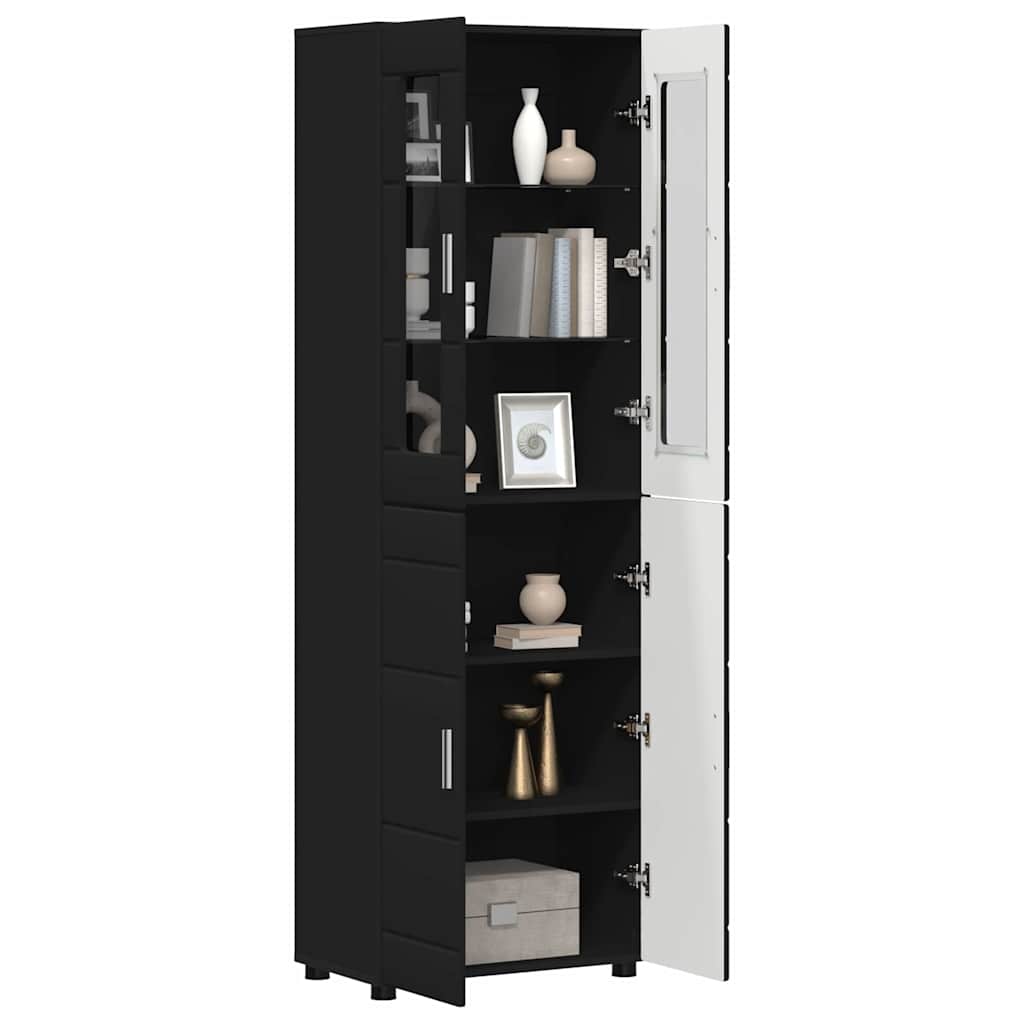 vidaXL Highboard με ράφι Μαύρο 60 x 35 x 182 εκ. Επεξεργασμένο ξύλο