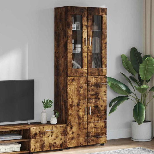 vidaXL Highboard με ράφι FLORIN Καπνιστό Δρύς 60 x 35 x 182 εκ.