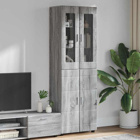 vidaXL Highboard με ράφι FLORIN Γκρίζο Σονομα 60 x 35 x 182 εκ.
