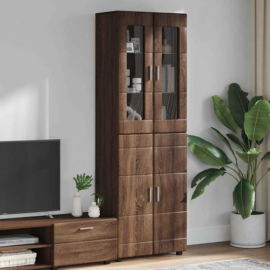 vidaXL Highboard FLORIN Καφέ δρυς 60 x 35 x 182 εκ. Επεξεργασμένο ξύλο