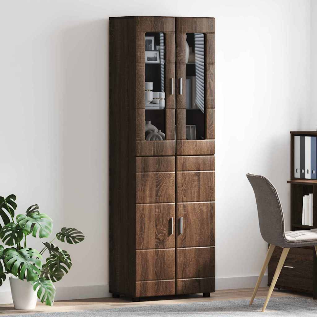 vidaXL Highboard FLORIN Καφέ δρυς 60 x 35 x 182 εκ. Επεξεργασμένο ξύλο