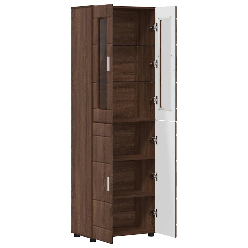 vidaXL Highboard FLORIN Καφέ δρυς 60 x 35 x 182 εκ. Επεξεργασμένο ξύλο