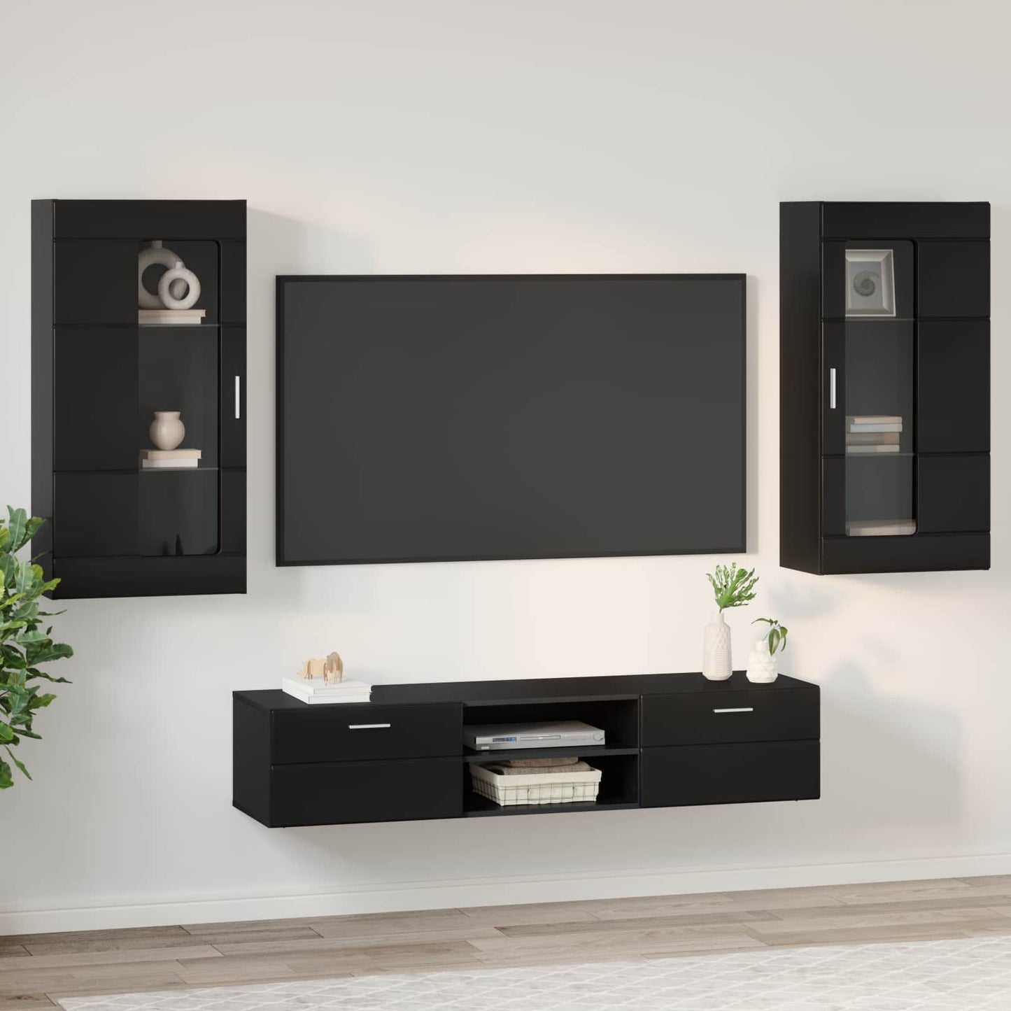 vidaXL Σετ επίπλου τηλεόρασης FLORIN 3 pcs Μαύρο Επεξεργασμένο ξύλο