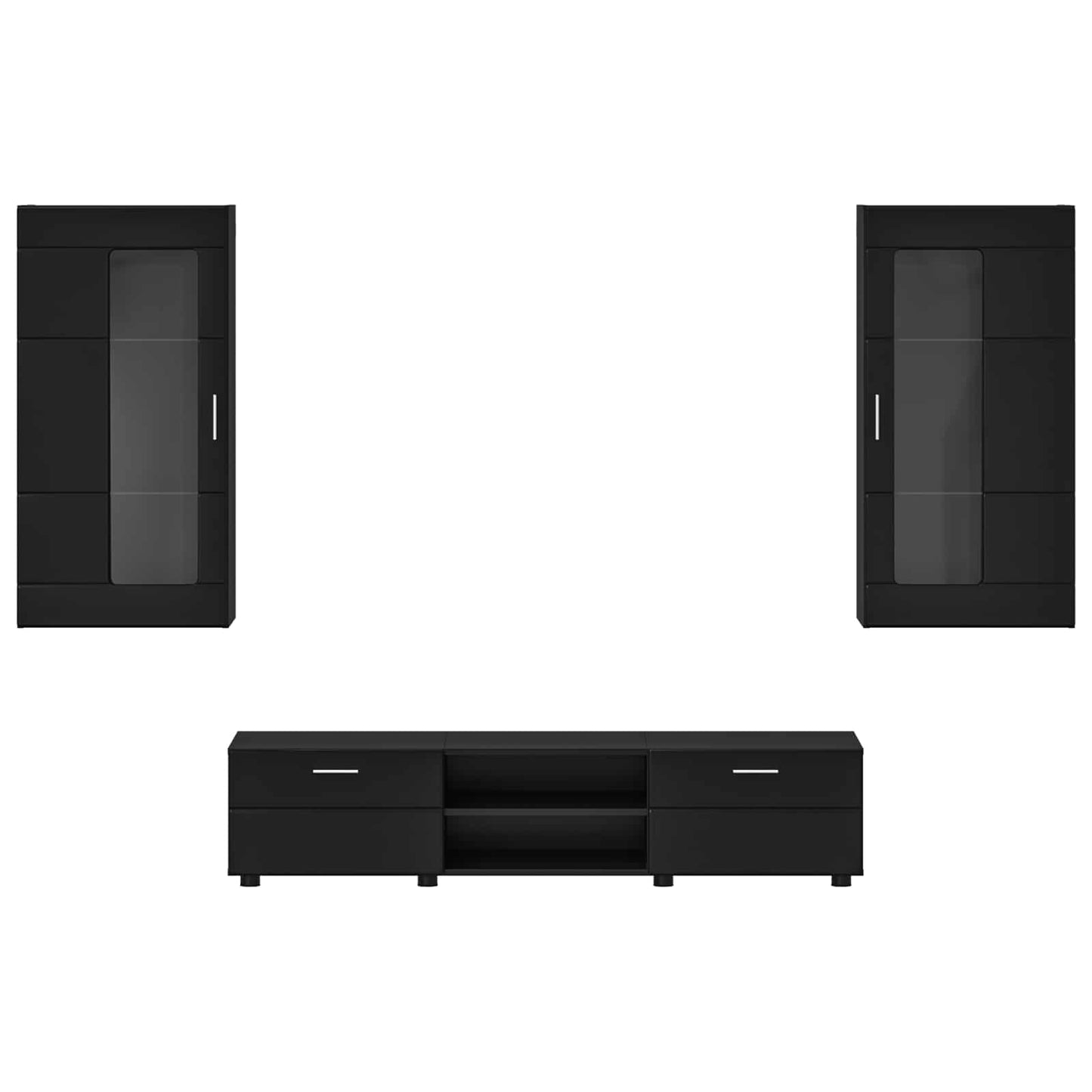 vidaXL Σετ επίπλου τηλεόρασης FLORIN 3 pcs Μαύρο Επεξεργασμένο ξύλο