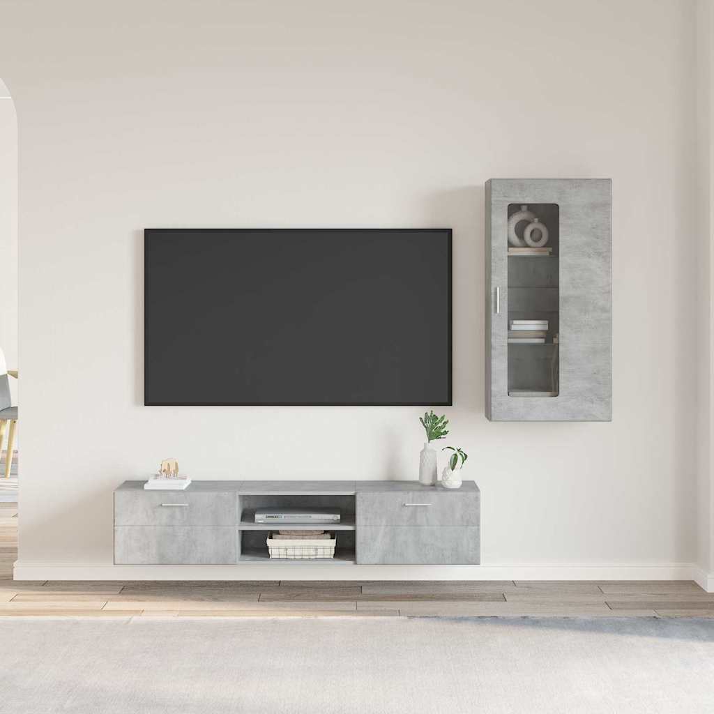 vidaXL Σετ επίπλου τηλεόρασης Σκυρόδεμα Γκρι Επεξεργασμένο ξύλο