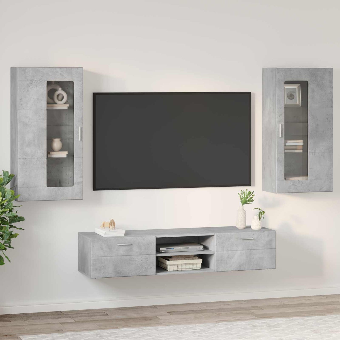 vidaXL Σετ επίπλου τηλεόρασης με συρτάρι FLORIN 3 pcs Σκυρόδεμα Γκρι