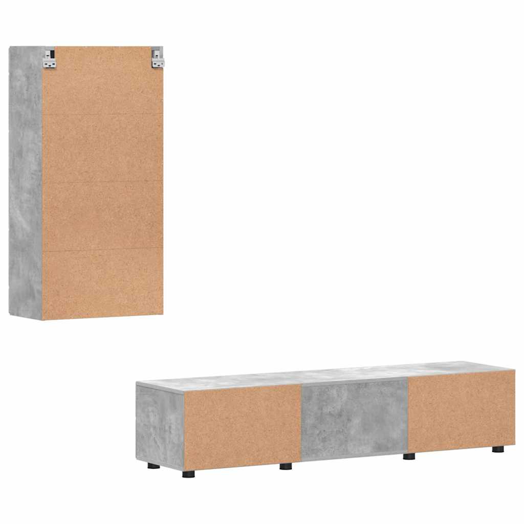 vidaXL Σετ επίπλου τηλεόρασης Σκυρόδεμα Γκρι Επεξεργασμένο ξύλο