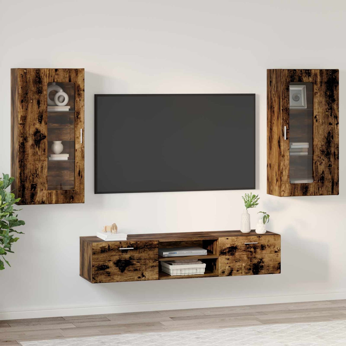 vidaXL Σετ επίπλου τηλεόρασης με συρτάρι FLORIN 3 pcs Καπνιστό Δρύς