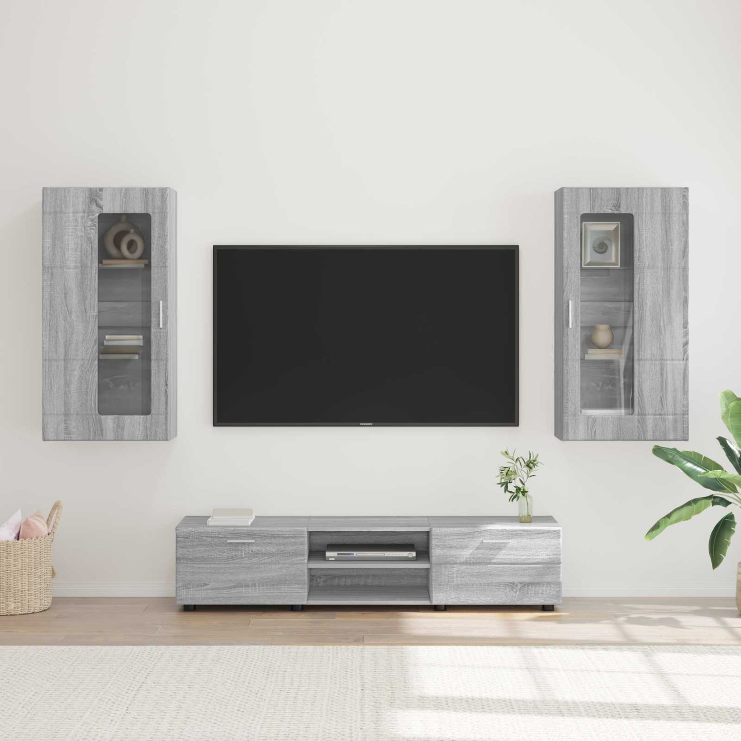 vidaXL Σετ επίπλου τηλεόρασης με συρτάρι FLORIN 3 pcs Γκρίζο Σονομα