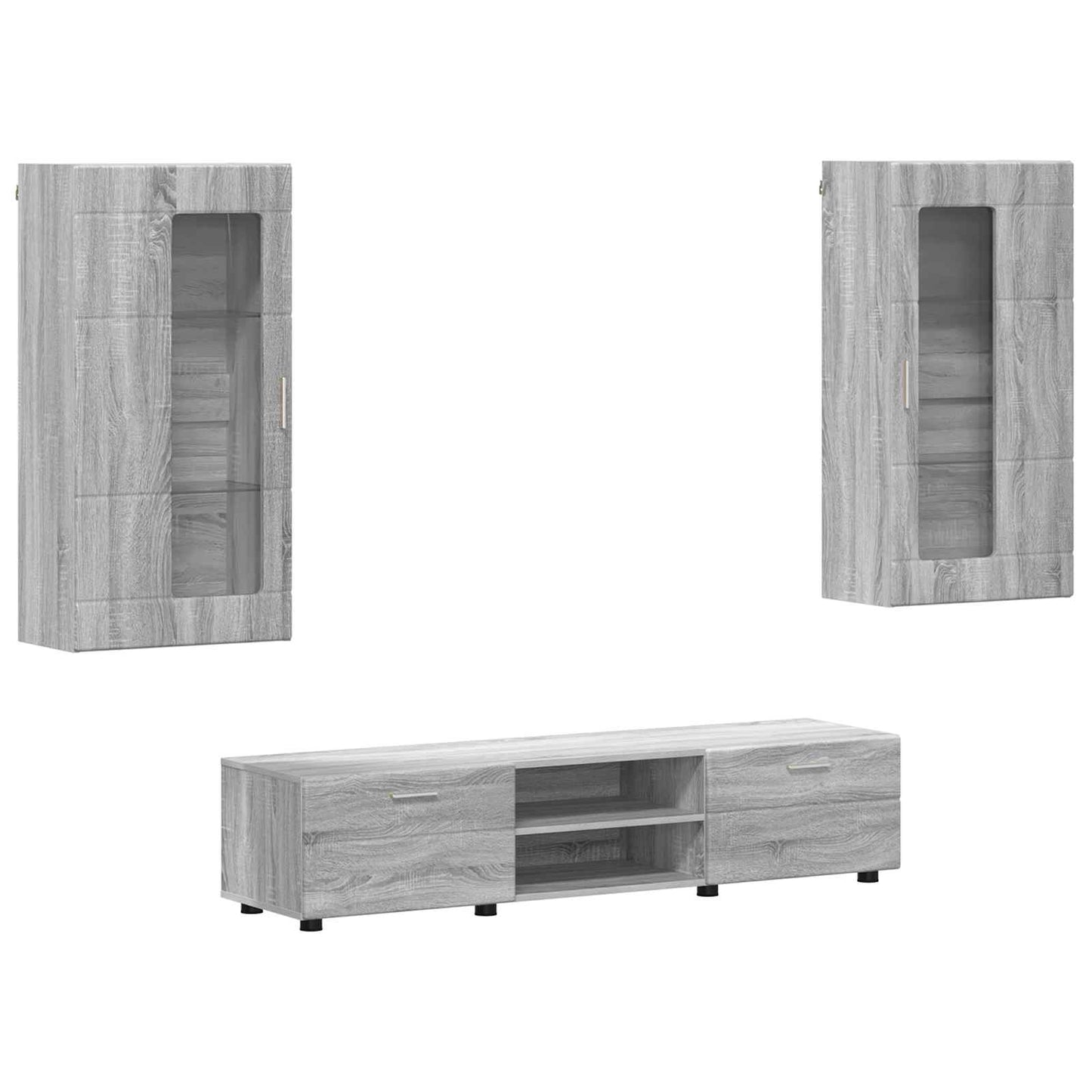 vidaXL Σετ επίπλου τηλεόρασης με συρτάρι FLORIN 3 pcs Γκρίζο Σονομα