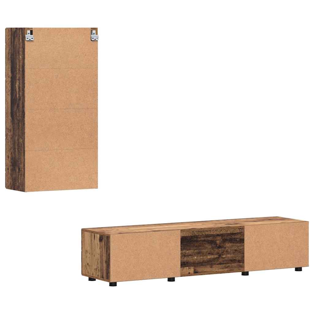 vidaXL Σετ επίπλου τηλεόρασης με συρτάρι Παλιό ξύλο Επεξεργασμένο ξύλο