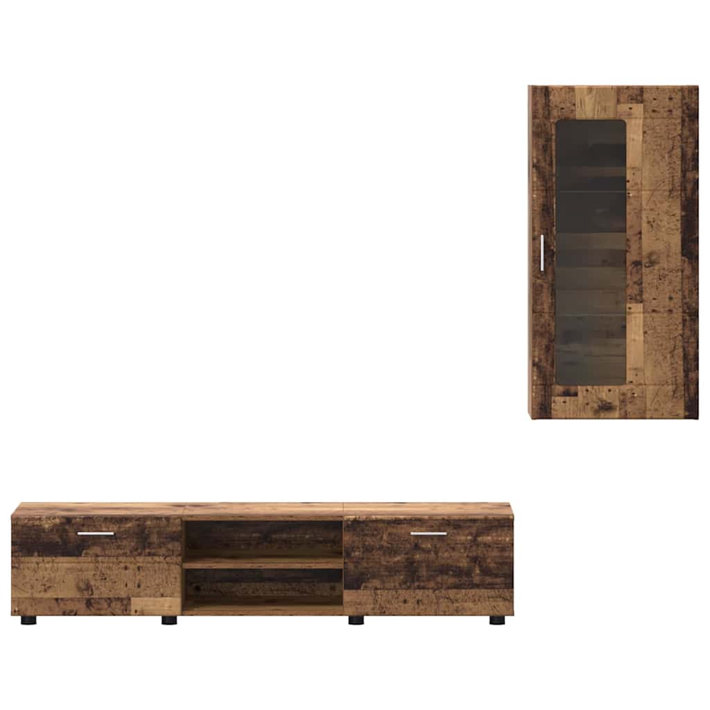 vidaXL Σετ επίπλου τηλεόρασης με συρτάρι Παλιό ξύλο Επεξεργασμένο ξύλο