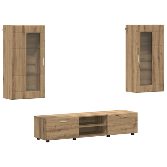 vidaXL Σετ επίπλου τηλεόρασης με συρτάρι FLORIN 3 pcs Artisan Oak