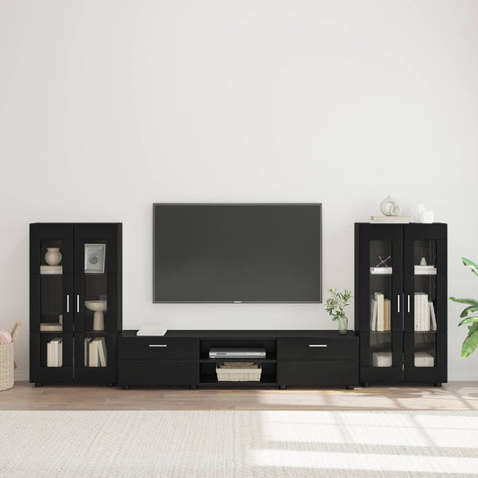 vidaXL Σετ επίπλου τηλεόρασης FLORIN 3 pcs Μαύρο Επεξεργασμένο ξύλο