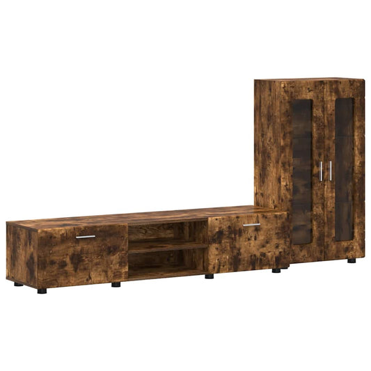 vidaXL Σετ επίπλου τηλεόρασης με ράφι Καπνιστό Δρύς Επεξεργασμένο ξύλο