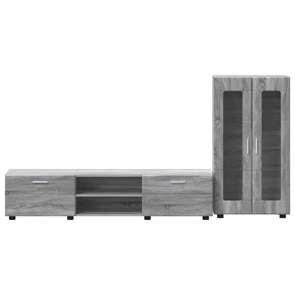 vidaXL Σετ επίπλου τηλεόρασης με ράφι Γκρίζο Σονομα Επεξεργασμένο ξύλο