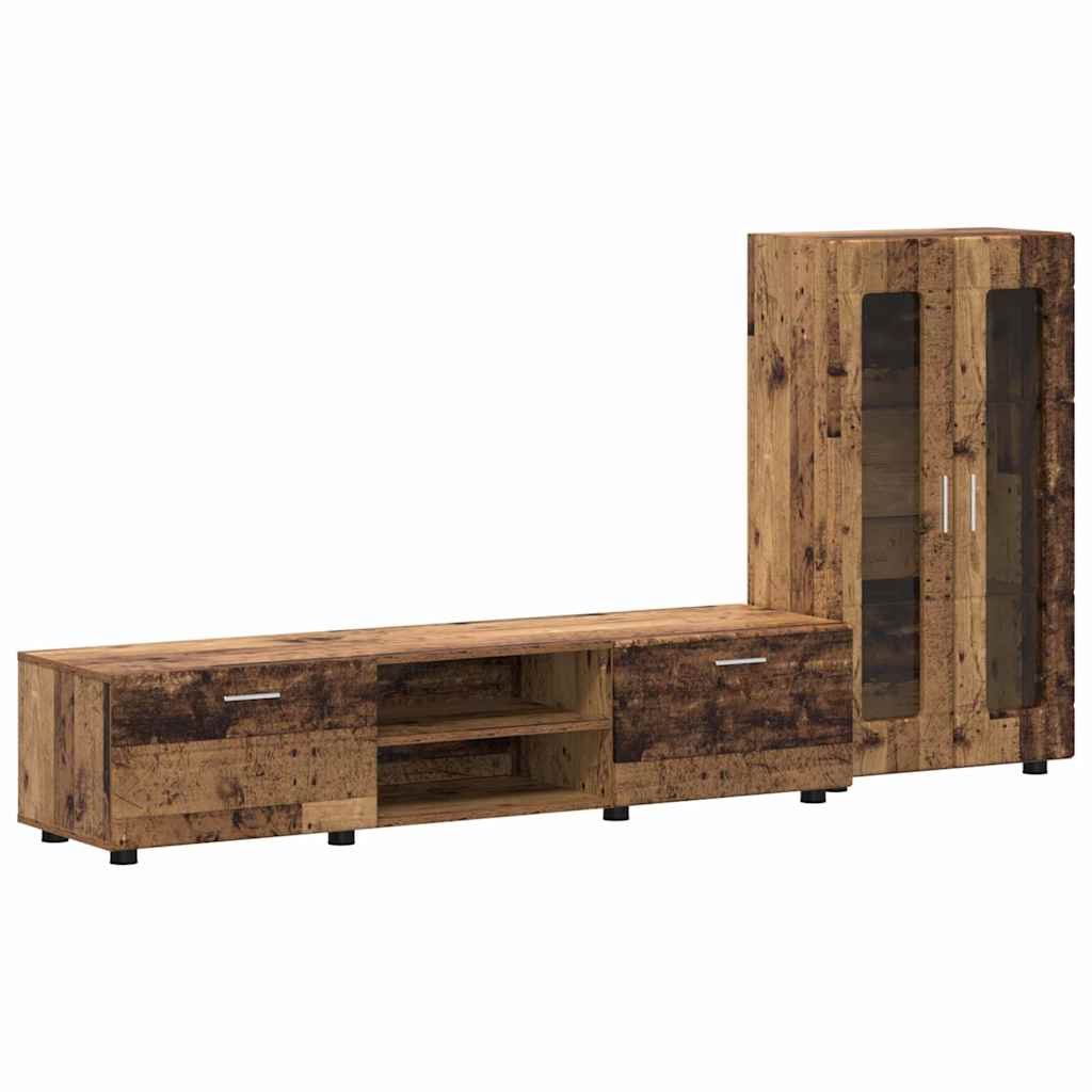 vidaXL Σετ επίπλου τηλεόρασης με συρτάρι Παλιό ξύλο Επεξεργασμένο ξύλο