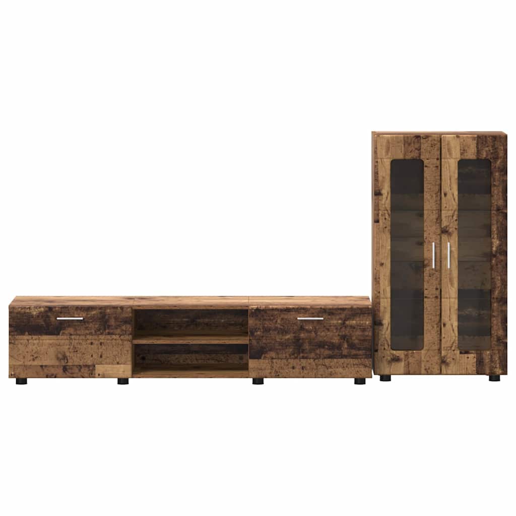 vidaXL Σετ επίπλου τηλεόρασης με συρτάρι Παλιό ξύλο Επεξεργασμένο ξύλο