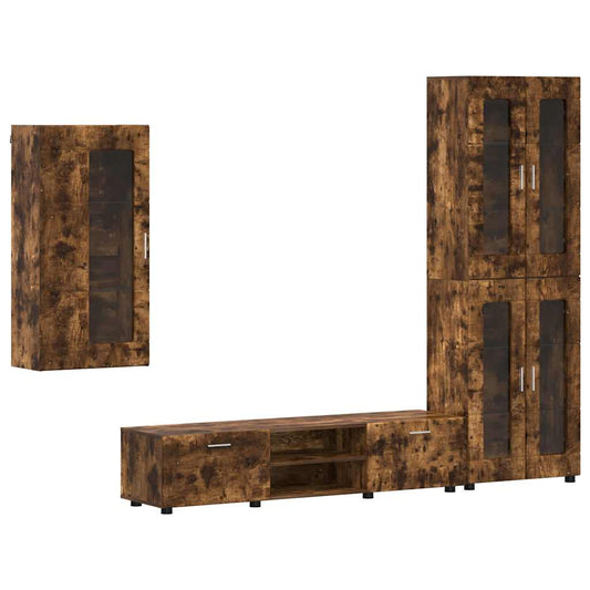 vidaXL Σετ επίπλου τηλεόρασης FLORIN Καπνιστό Δρύς Επεξεργασμένο ξύλο